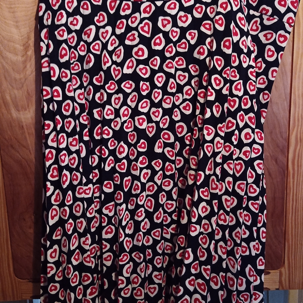 J. Crews Navy Red Heart pleated midi skirt size 20
